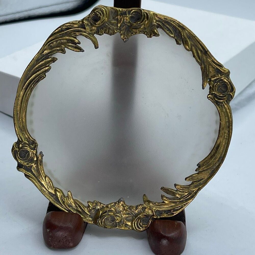 Vintage frosted glass vanity dish or trinket tray